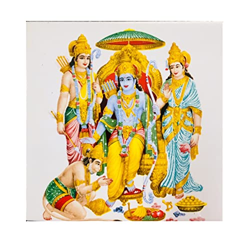 Image of Ceramic Lord Rama Tiles for Home Entrance, Temple, Office - 6 x 6 Inch