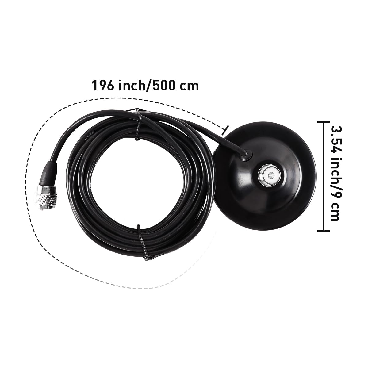 Gorise Antena de Radio magnética para Coche con Ventosa y Cable Macho PL259 de 5 m para Base magnética de Antena CB