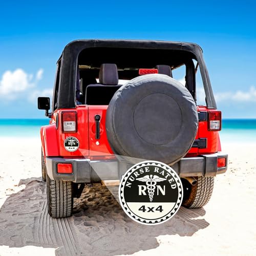 Image of 2 PCS Nurse Badge Rated Car Emblem, 4 x 4 Metal Automotive Badge, 3D Round Metal Car Badges Emblems, Car Badge Decals Stickers Compatible with Jeep Wrangler Vehicles Trucks SUV RV