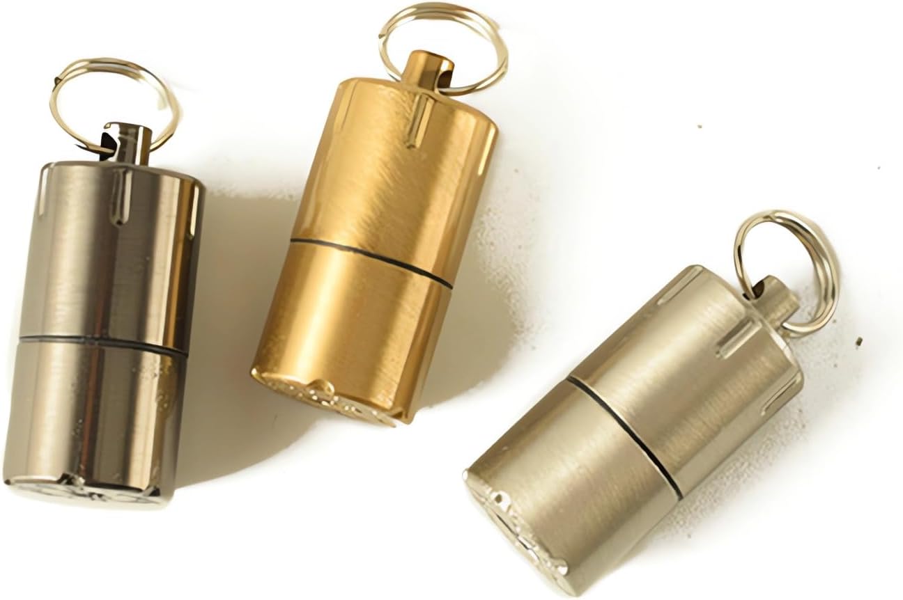 The World's Smallest Kerosene Lighter! Height 2.5cm/ 1.3cm Capsule Lighter Portable Metal Miniature EDC Gear Waterproof Tiny Peanut Lighter (Fuel not Included) (Mini 3 Pack)