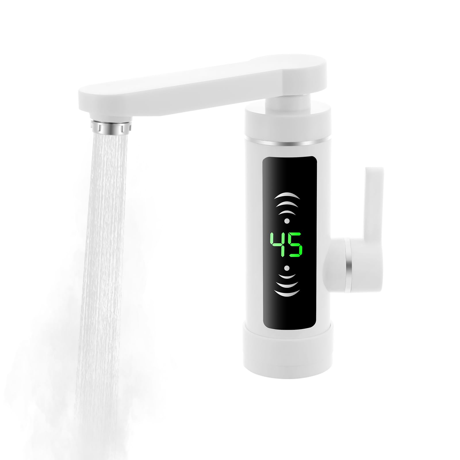 MINRS Rubinetto con scaldabagno istantaneo Rubinetto elettrico con indicatore di temperatura a LED, 3 secondi, riscaldamento rapido elettrico per casa, hotel, ristorante e altri luoghi