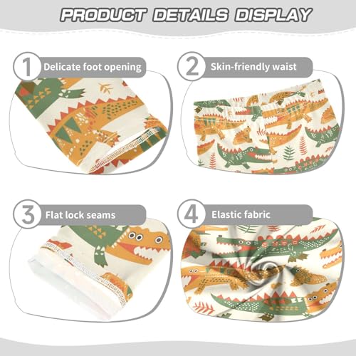 Cute Cartoon Crocodile Alligator Kids Girl's Cotton Leggings Soft High Waisted Pants Gym3