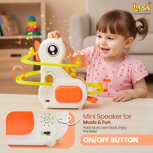 Image of Luusa Duck Slide Toy with LED Lights & Music | Electric Climbing Duck Track Toy | Educational Musical Slide Game for Kids 3-6 Years | Fun Toddler Toy Gift for Boys & Girls
