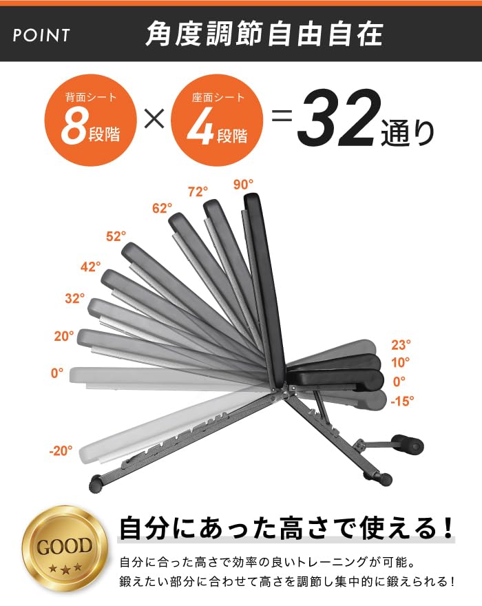Amazon.co.jp: BARWING(バーウィング) 可変式 トレーニングベンチ 4WAY