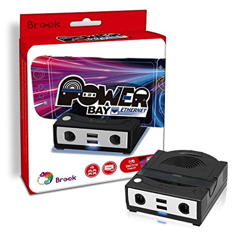 Best Deal Cheap 🛒 Brook Power Bay Ethernet Portable Fast Charging Dock Stand Docking Station for NS Switch Built in Ethernet Port GC Controller inputs Support HDMI Output Stable Network Connection Lower Ping