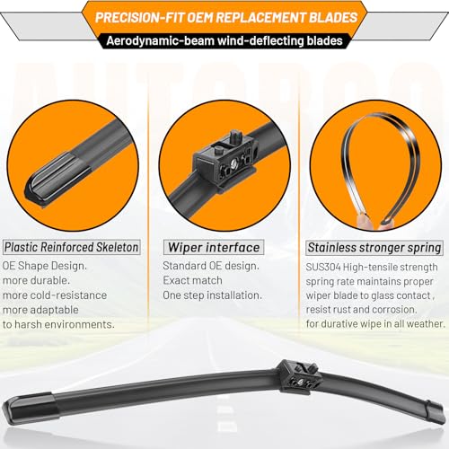 Image of AUTOBOO Windshield Wiper Blade Replacement for Benz Sprinter 1500 2500 3500 | Fits Mercedes-Benz Sprinter 1500 /2500 /3500 2019-2023, 26 inch+24 inch, 2-pack, OEM quality, without washer hose