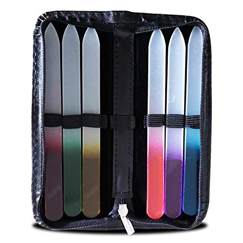 Preisvergleich Produktbild Lezed Doppelseitig Glas Nagelfeile Glasnagelfeile Glasnagelfeilen Schleiffläche Nagelfeilen Kristallglas Gelnägel Nagelpolierer Professionelle Nagel Nagelpflege Maniküre Pediküre Werkzeug 6PCS Mit Box