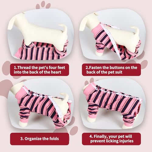 Image of Dog Recovery Suit, Pet Surgery Suits for Female Male, Striped Recovery Shirt Dog Abdominal Wounds Bandages, E-Collar & Cone Alternative, Neuter Stop Licking Onesie Body Suits for Large Dogs