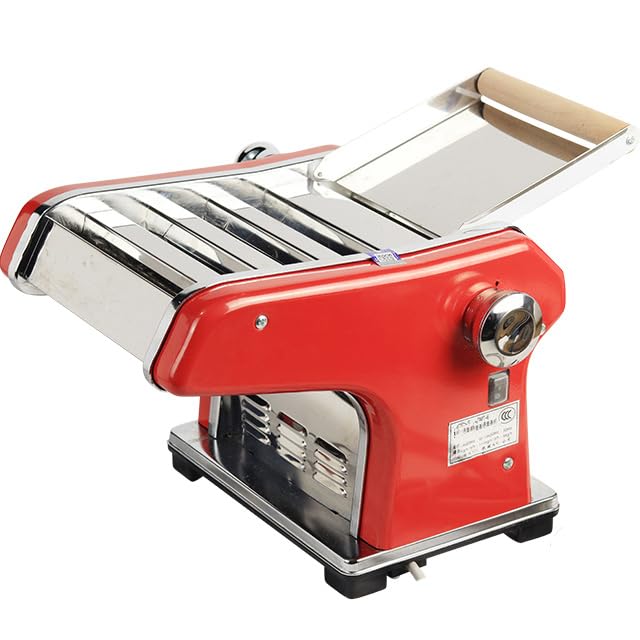 Macchina Automatica per Tagliatelle da Cucina,Macchina Commerciale per Pasta in Acciaio Inox con Lame,Taglierine per Spaghetti E Fettuccine,Rosso