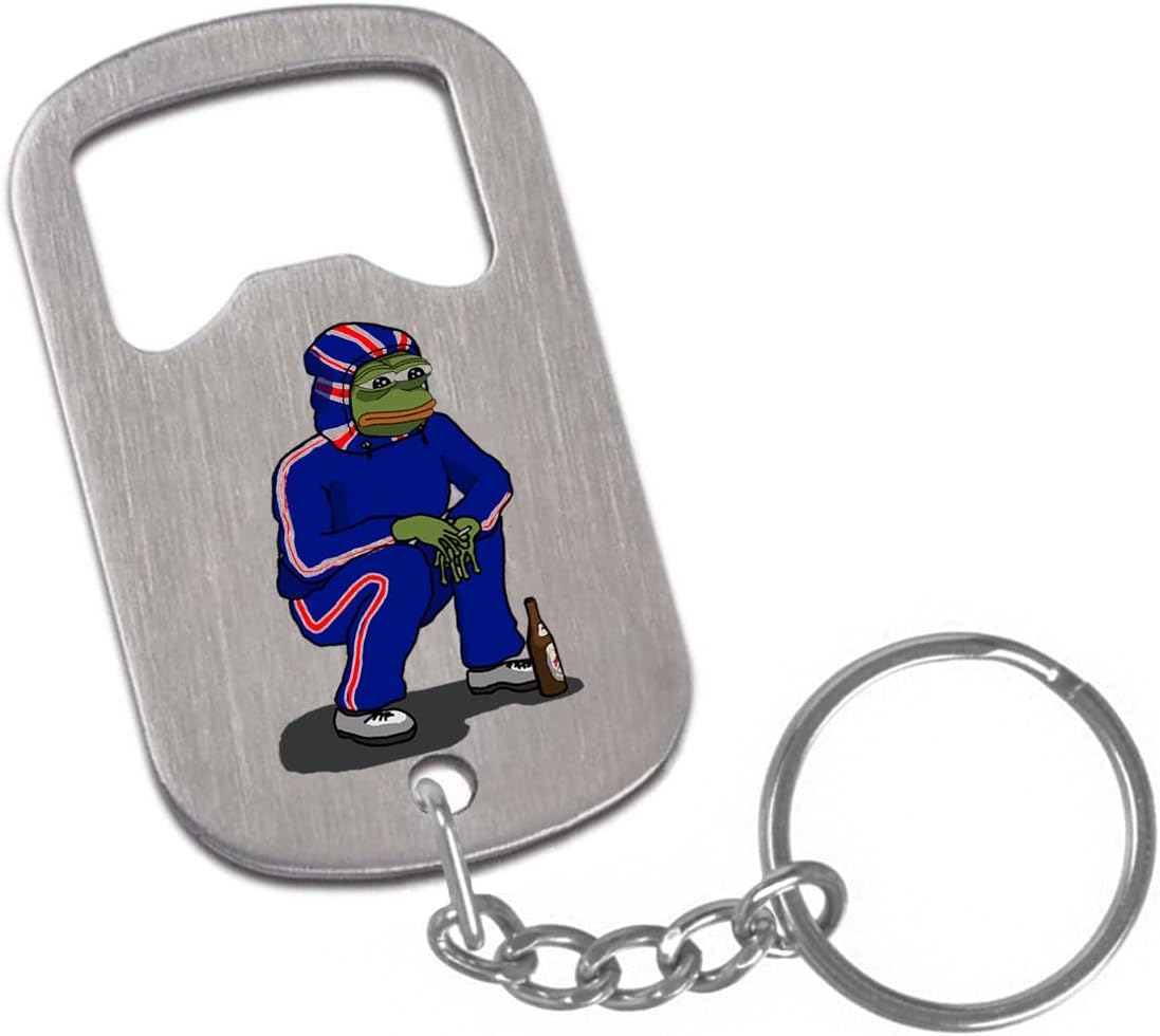 Pepe The Frog Slavs Meme Gopnik Russian Style Small Stainless Steel Bottle Opener with Keychain Keyring