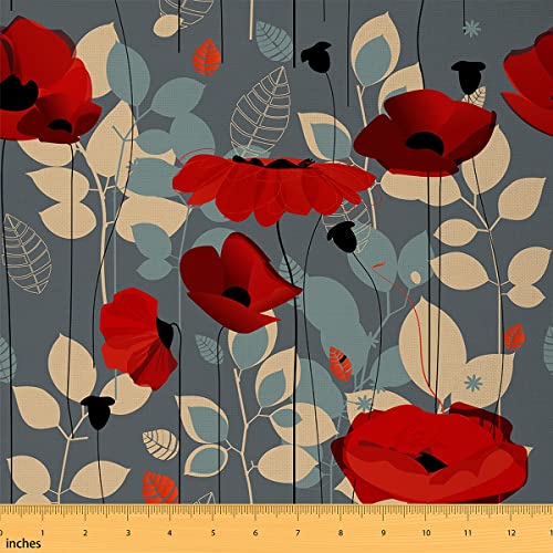 Coquelicots décoration Tissus au Metre 92x150cm jardin Fleurs architecture extérieur Tissus au Metre, rouge coquelicots décoration Tissus de couture