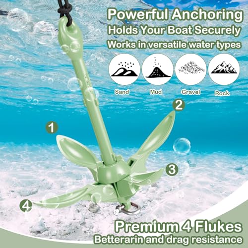 Image of Lounsweer 2 Pack 1.5 /3.5 lb Marine Kayak Anchor Kit Folding Grapnel Anchor Kit Boat Kayak Fishing Accessories for Small Boats Kayaks Canoe Paddle Boards