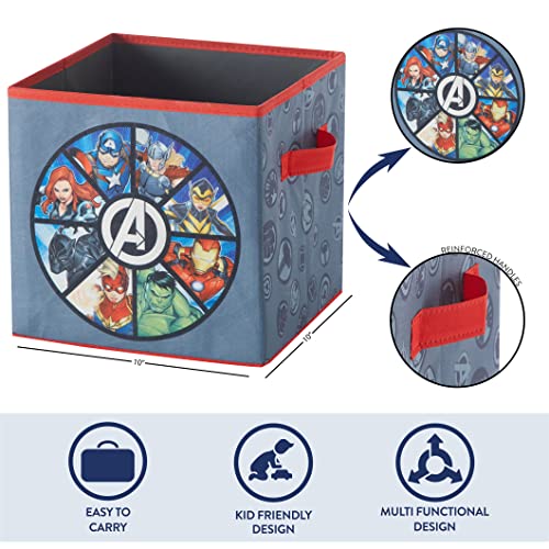 Image of Marvel Avengers Collapsible Storage Cubes,Set of 2, 10 inchx10 inch, Grey, Spacious Organizer Bins for Kids' Room, Closet, or Playroom