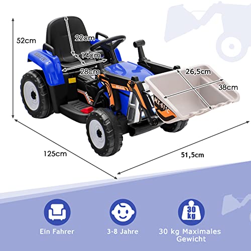 COSTWAY 12V Elektro Sitzbagger mit Verstellbarer Schaufel, Kinder Bagger mit Musik und Scheinwerfer, inkl. 2,4GHz… – Bild 7