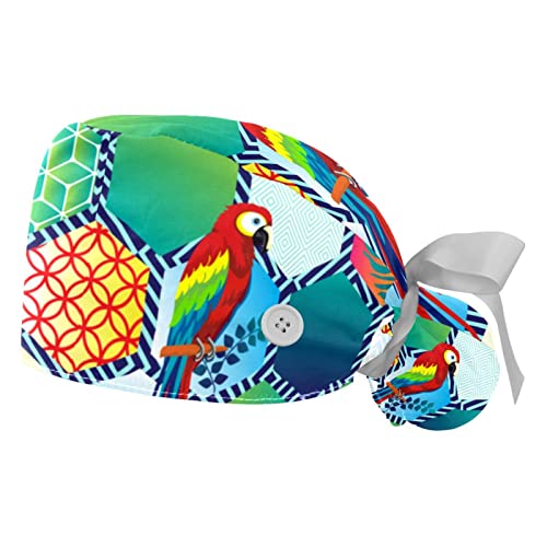 Chapeaux de travail ajustables JDEZ contre la sueur casquettes bouffantes oiseaux 2PCS
