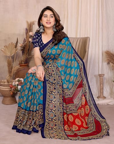 Image of Yashika Women's Georgette Saree with Blouse Piece for Traditional Ethinic Wear Sari