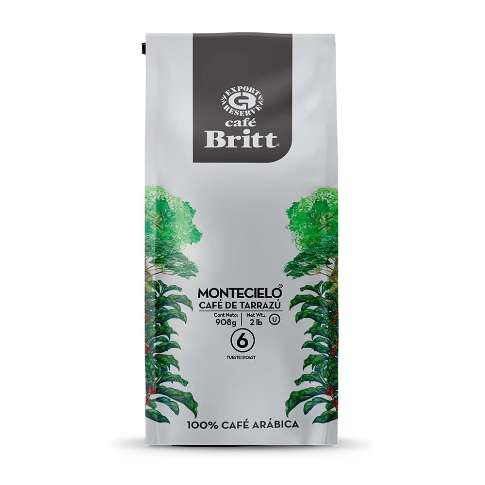 Café Britt Costa Rica | Café Gourmet | Tarrazú Montecielo | 100% Café Arábica | En grains | Sachet 908 g