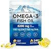 Suplemento de Omega 3 Aceite de Pescado Triple Fuerza 240 cápsulas blandas - EPA y DHA de alta potencia - Apoya la salud del cerebro, ojos, piel, articulaciones y corazón para adultos - Sabor a limón, de pescado de origen sostenible. 240 cápsulas (Paquete de 1) 2