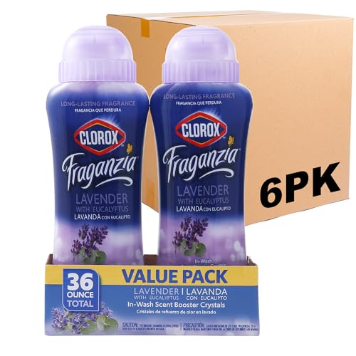 Image of Clorox Fraganzia Scent Boosting in-Wash Laundry Crystals, Lavender - 12 Count - 18 Oz Each | Laundry Freshener Beads in Lavender Scent for Fresh, Clean, Great Smelling Clothes