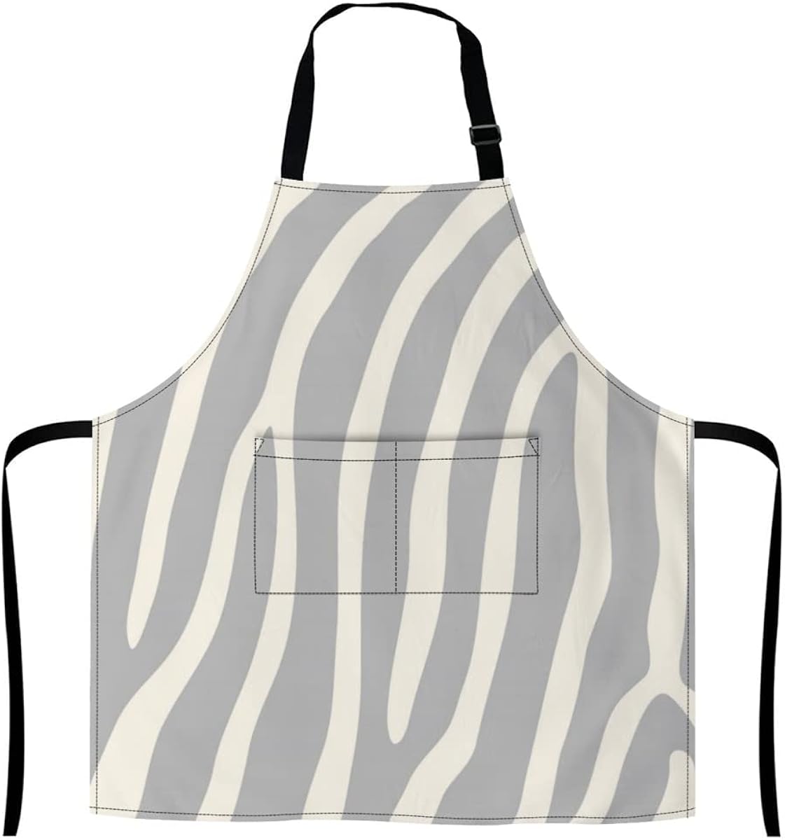 Kitchen Aprons,Exotic Zebra Stripes in Light Grey ,Adjustable Kitchen