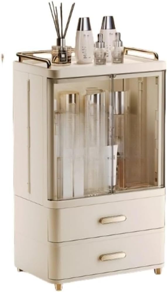 化粧品ボックス 単層引き出し 高級防塵 デスクトップ大容量 メイクブラシ/スキンケア/アクセサリー収納ラック (2層引き出し) [並