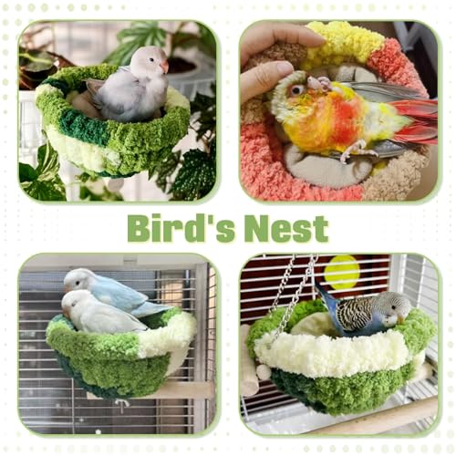 Image of kathson Bird Nest,Bird Nest for Cage Winter Warm Parakeet Nest Bird Breeding Nest Bed for Parrots, Budgies, Lovebirds, Canaries, Finches and Other Small Birds(Orangish Yellow)