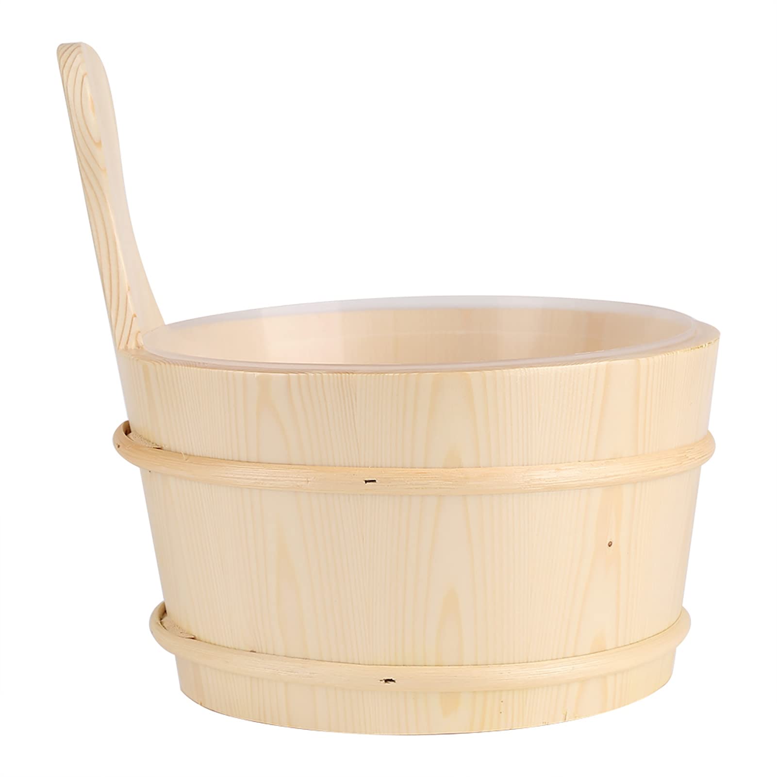 Mokernali Seau De Sauna avec Louche, Seau pour Sauna, Ensemble De Louche en Bois Naturel, Qualité Et Durable, Seau d'eau De Sauna Et Louche, pour Sauna, Spa Et Accessoires De Bain