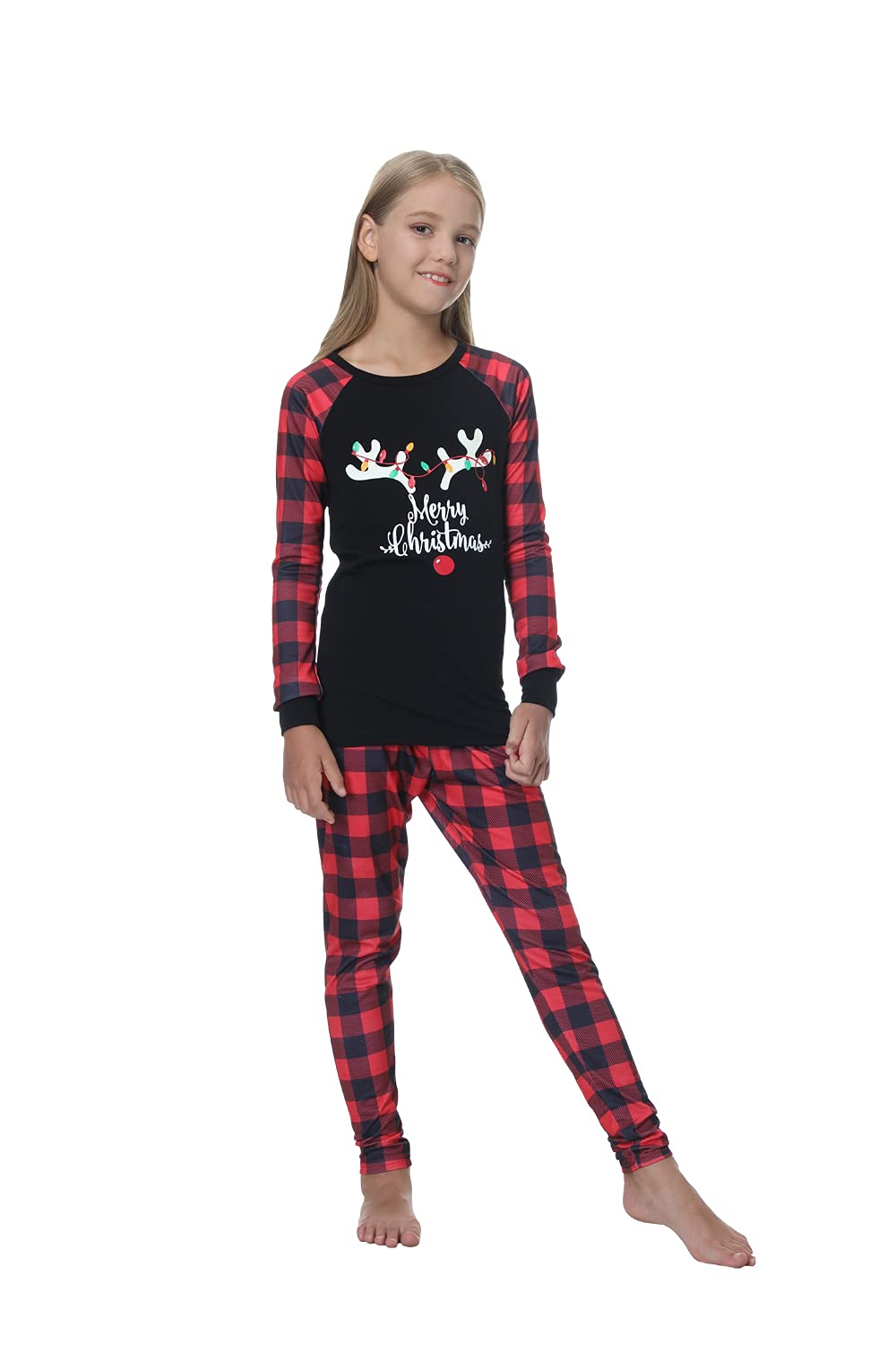 MyFav Family Matching Christmas Pyjamas Set Xmas Pjs Sleepwear Long Sleeve Nightwear for Womens Mens Girls Boys Kids