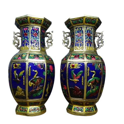 LONDAEE Jarrón Cloisonn é de cobre puro con un par de adornos 1