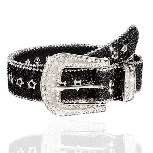 Black Rhinestone Belt Cowgirl Belts Western Belts for Women