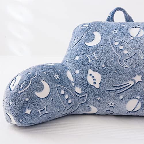 Meeting Story Glow In The Dark Rocket Moon Meteor Space Luminous Reading Pillows Glow In The Dark With Arms Back Pillow For Bed, Bed Rest Pillow For Adults Teens, Kids, (Light-Blue) #TOP5
