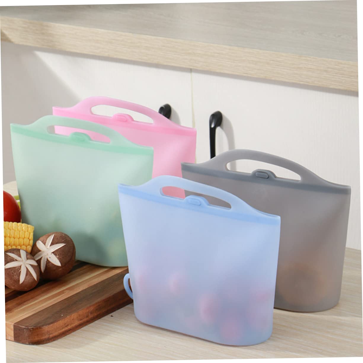 Ciieeo 4 Bolsas De Silicona Para Almacenar Alimentos Resistentes a Fugas y Reutilizables 1000ml Para Refrigerador y Congelador
