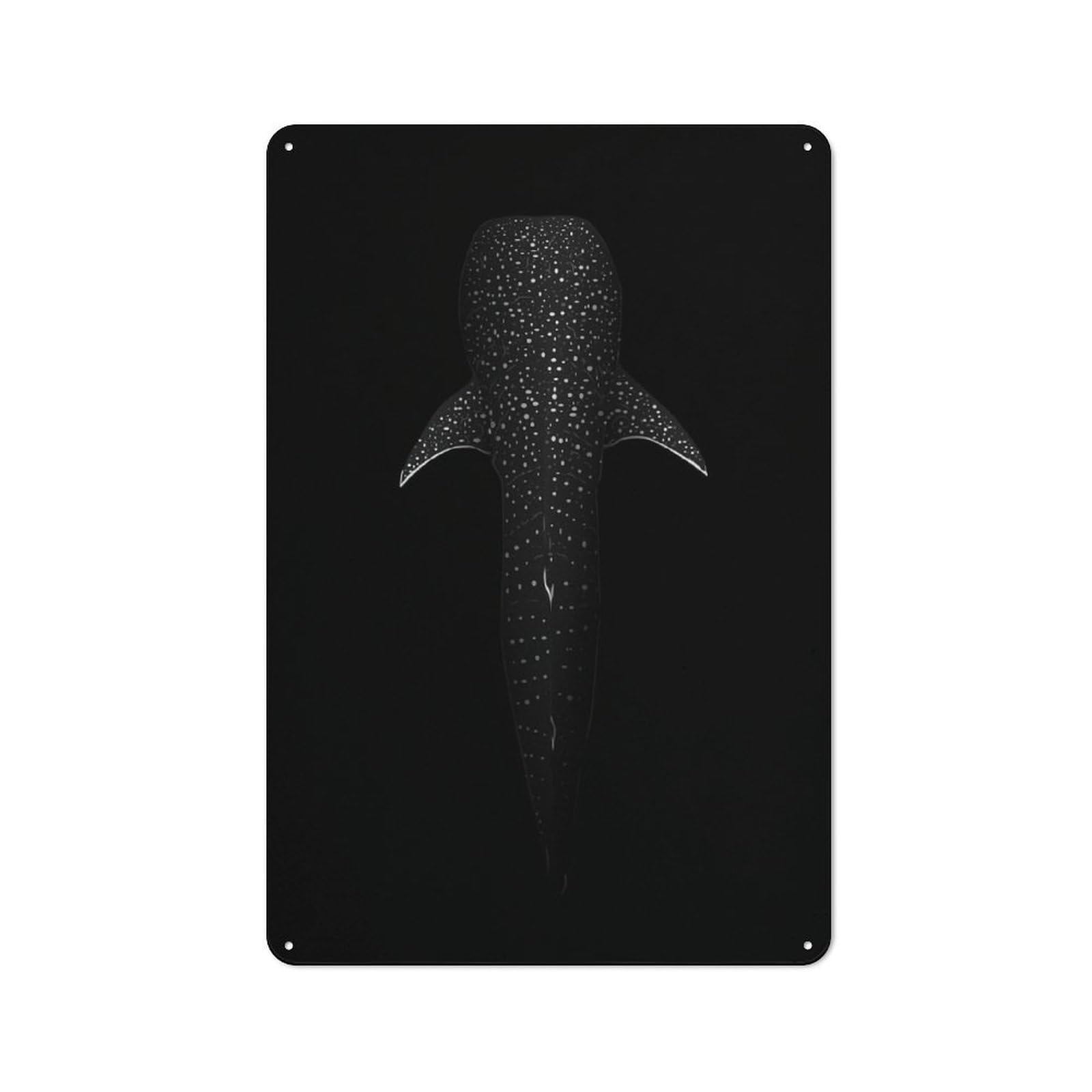 Junmoney Style-19 Tin Wall Plaque 30X20cm With Gentle Giant Whale Shark For Living Room Or Hallway, For Vintage Wall Decor Fans, For Themed Room Decoration