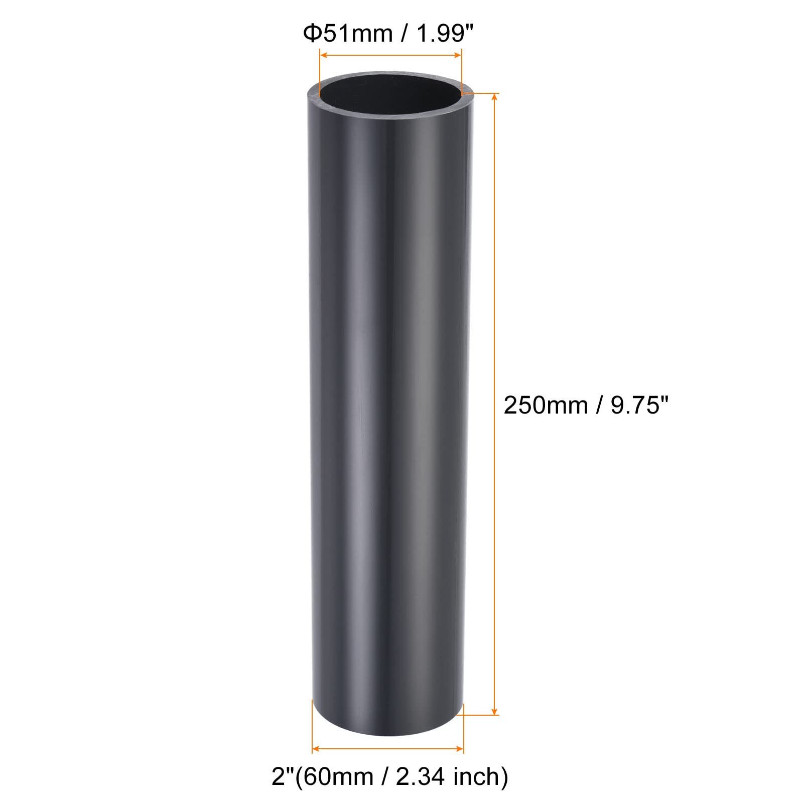 sourcing map UPVC Hose Connector 2 Inch 60 mm External Diameter 9.75 Inch  250 mm Length DN60 Straight Socket Coupling Joint Connector, Black :  Amazon.fr: Industrial & Scientific