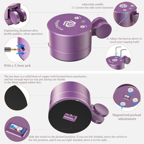 Image of Putikeeg Mini Morse Code Key - CW Dual Paddle with Magnetic Base, Magnetic Return Paddles Morse Lambic Key for Amateur Ham Radio (Silver) (Purple)
