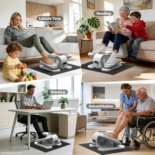 Image of Under Desk Elliptical Machine, 12 Speeds Leg Exerciser as Seen on TV with RF Remote Control for Seniors, Auto & HR Mode Quiet Portable Seated Pedal Exerciser for Home and Office