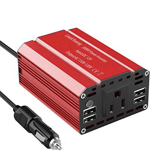 Leadchuang 300 Watt Power Inverter 12V to 110V Converter for Car USB Charger Car Power Inverter Power Inverter 300 Watt for Car Cigarette Lighter