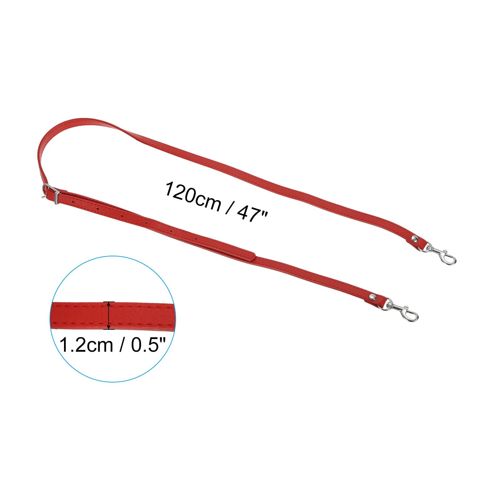 PATIKIL Leather Purse Strap Replacement 47 Inch, PU Adjustable Shoulder Crossbody Replacement Strap with Silver Hardware, Red - Image 2