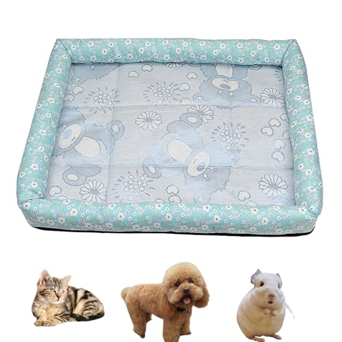 TYMONT Cat Cooling Mat, Pet Cooling Mat Cat Dog Cushion Pad Summer Cool Down Comfortable Soft for Pets Washable & Easy Clean No Water or Electricity Needed(Light Blue,M)