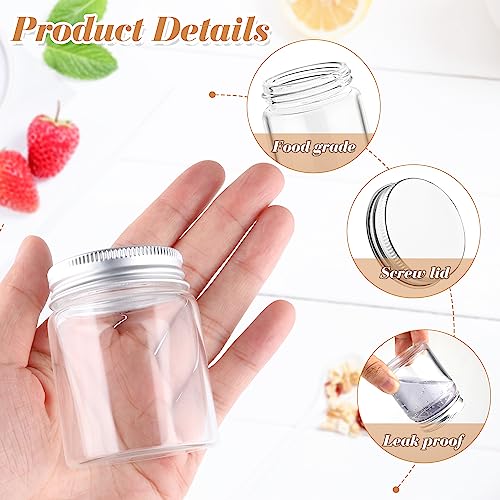 8pcs 50ml Clear Empty Glass Bottles With Aluminum Screw Lids Face Cream Storage Vials Test Sample Jars Containers For for Storing Lotions,Powders,Ointments,Decorations3