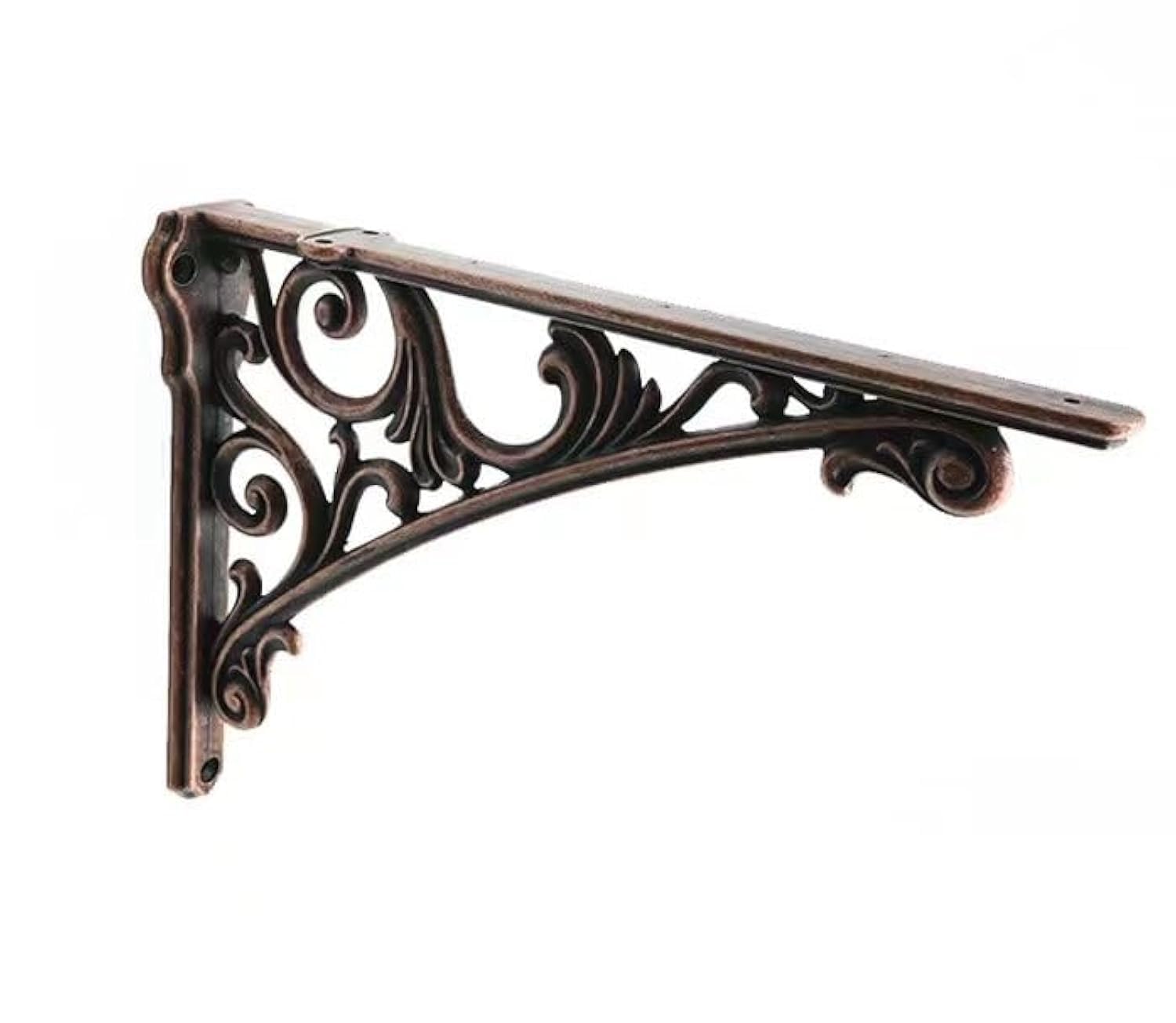 CABDM Wall Mount Shelf Bracket 6 inch, Decorative Brackets for Shelving, Heavy Duty Vintage, DIY Projects, Hardware Included, 4 Pack, Antique Copper Finish, 5.9x4.17x1.73 inch，Baroque Style — image 1