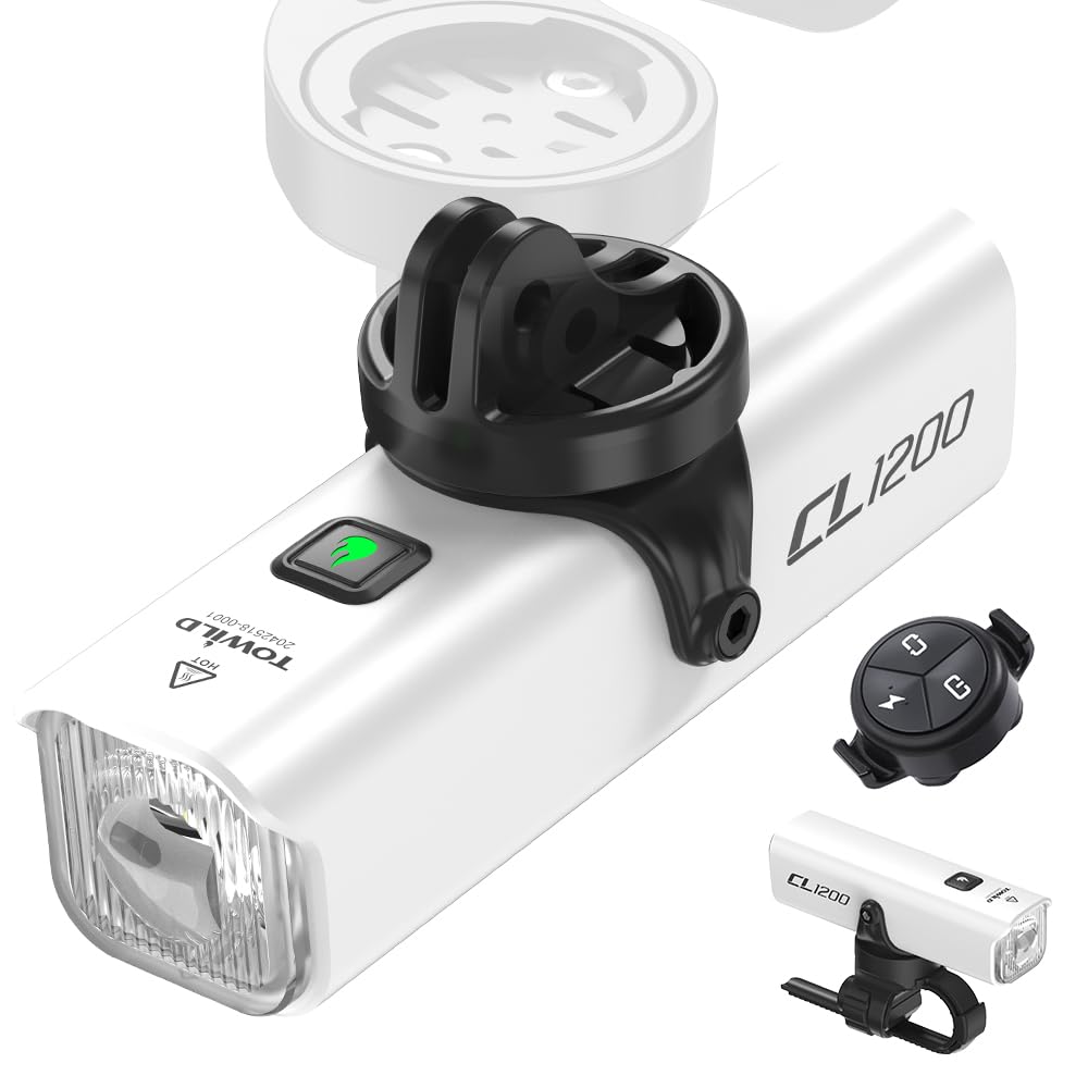 TOWILD Bike Lights 1200 Lumen Front Bike Light 5000mAh Type-C Rechargeable Bicycle Headlight IPX6 Waterproof Under-mounted Smart Cycling Lights for Commute/Road Bike/MTB,Up to 10HR Runtime