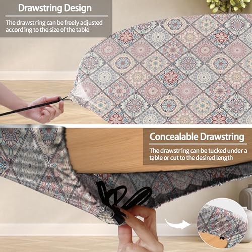 Fitted Round Tablecloth for 36-44" Tables Spring Summer Fall Rustic Stain Resistant Mantel para Mesa Redonda Kitchen Living Room Needs Campers Picnic Inside Outdoors Supplies