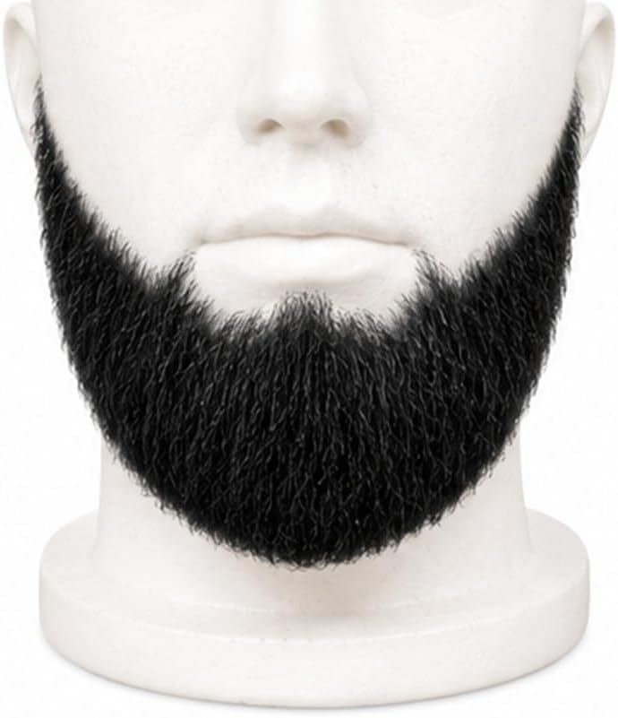 Full Chin Beard BLACK - no. 2023 - REALISTIC! 100% Human Hair - w/Spirit Gum - Perfect for Theater and Stage ! Reusable