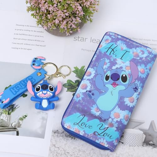 Stitch Wallets, Cartoon Purse Stitch Wallets for Kids Adult, Women's Wallet Stitch Coin Purse Gift, Anime Wallet Long Purse Leather Purse with Zipper, Stitch Gifts for Girls Women Boy (Style 12) - Image 6