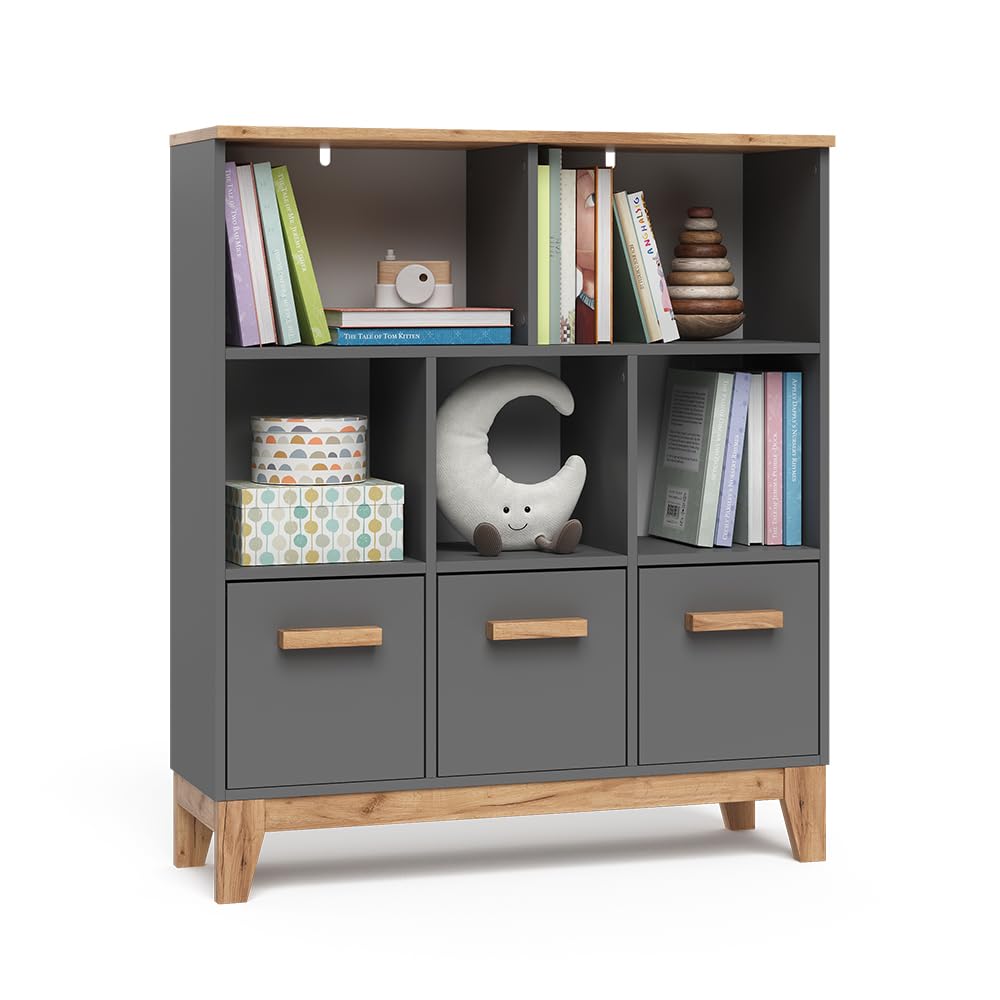 Vitalispa Półka dziecięca "Malia", Szary/Artystyczny, 98.4 x 113.4 cm | combinable pour le rangement des jouets et des livres