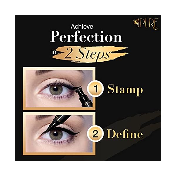 LA-PURE-Waterproof-Eyeliner-Stamp-2-Wingliner-Black-Make-Up-Pens-Vamp-Style-Wing-Smudgeproof-Waterproof-Perfect-Cat-Eye-Look-Winged-Long-Lasting-Liquid-Eye-Liner-Pen-Eyeshadow-No-Dipping LA PURE Wing Eyeliner Stamp Pens 2x Liquid Cat Eye Winged Eyeliner Stamp & Fine Tipped Pen Eyeliner Stencil Smudge Proof Black Eye Liner Tiktok Trend Items Sweatproof -Black 10mm