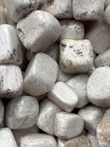 Image of Tumbled Stones, Natural Crystal Healing Stones, Home Office Decor, Aquarium Decorative Pebbles, Vase Fillers (Scolesite, 100)