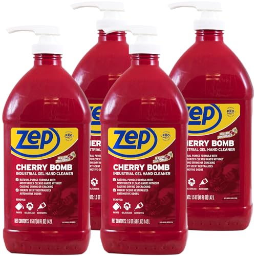 Zep Cherry Bomb Hand Cleaner 48 oz (Case of 4) - Volcanic Rock and Emollients - Perfect for mechanics and DIYers