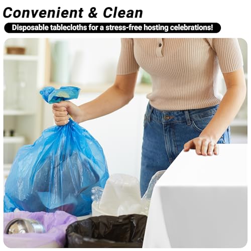 4 Packs White Plastic Tablecloth, Sturdy Disposable Table Cloth, 54 X 108 Inches Paper Table Cloths for Parties Disposable, Effortless Cleanup for Picnic Table Cloths Parties Birthday and Any Occasion - Image 7